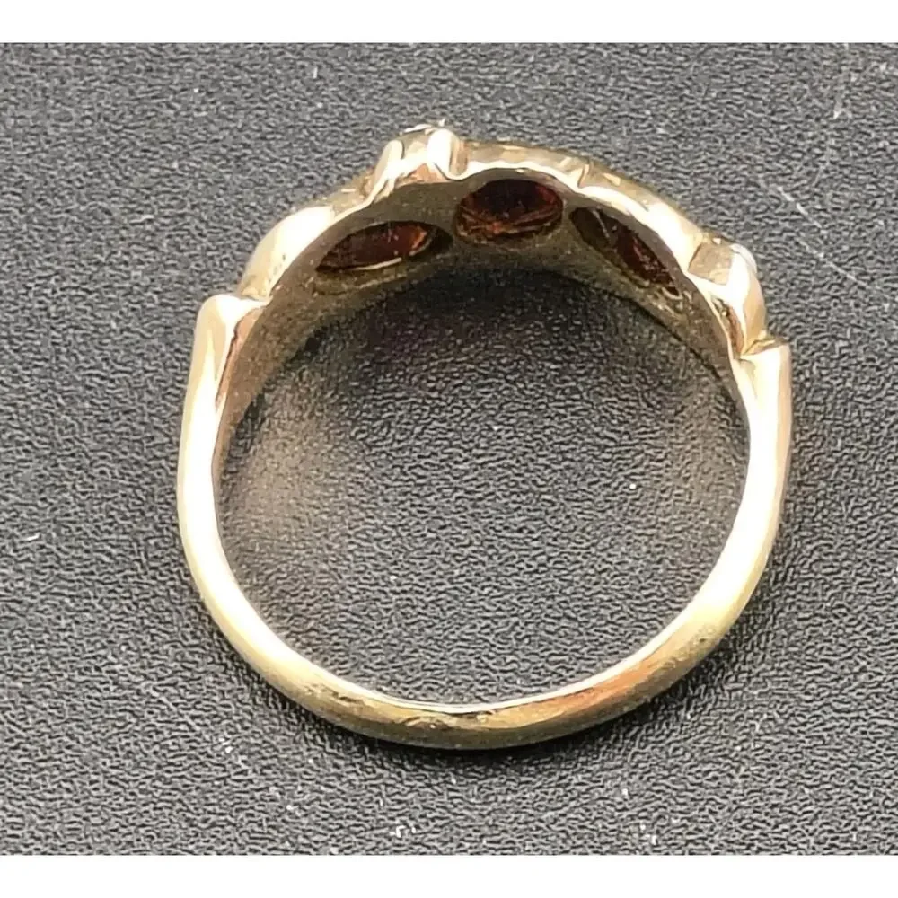 Vintage 14K Gold Red Glass Paste & Seed Pearl Ring 2.10g Size 6 Victorian Style